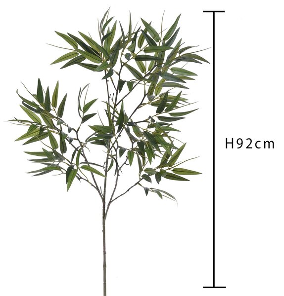 Set 2 Ramo a Tralcio Artificiale di Bamboo Composto da 180 Foglie Altezza 92 cm Verde