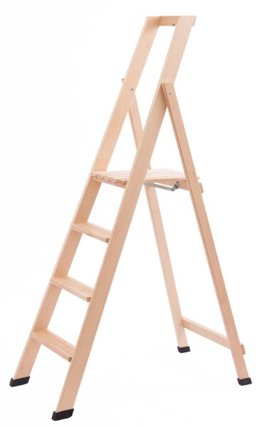 Scala Pieghevole in Legno 4 Gradini H88 cm Naturale
