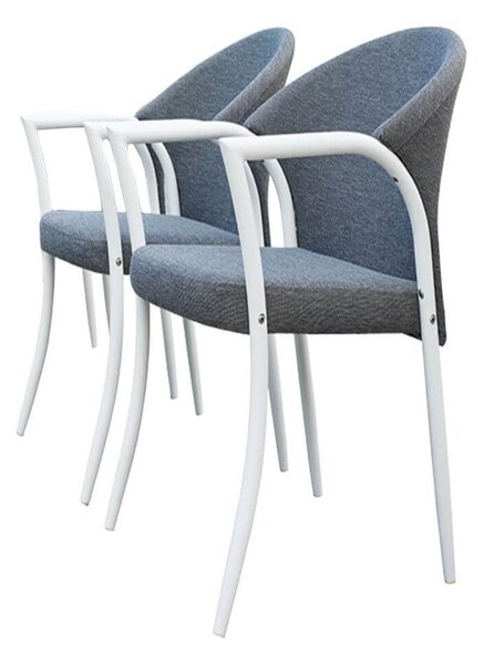 Set 2 Sedie Imbottite con Braccioli 53x58x87 cm in Alluminio e Tessuto Grigio