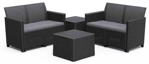 Set da Giardino 2 Divani e 2 Tavolini in Resina Keter Claire Double Sofa Antracite