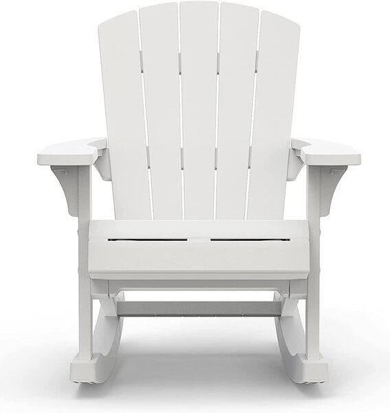 Poltrona Dondolo da Giardino 80,5x92x100,5 cm in Resina Keter Rocking Adirondack Bianco