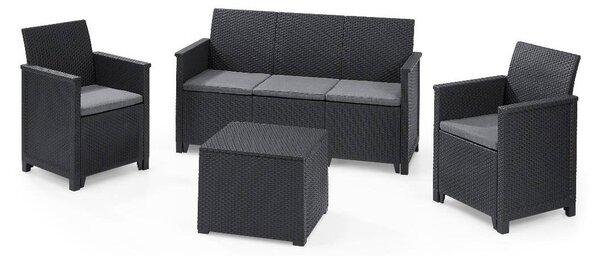 Set da Giardino Divano 2 Poltrone e Tavolino in Resina Keter Claire Lounge Antracite