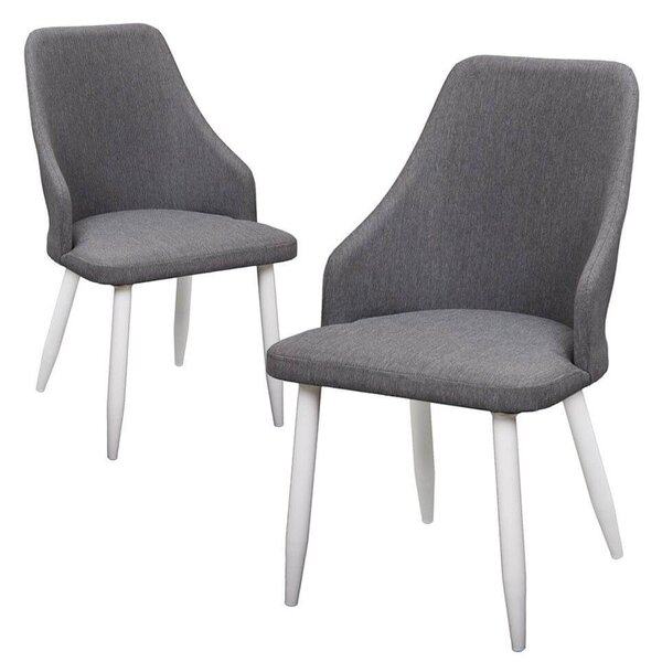 Set 2 Sedie Imbottite 53x58x87 cm in Alluminio e Tessuto Grigio
