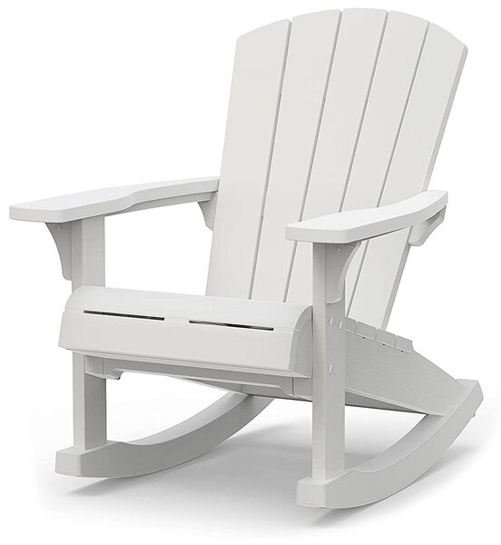 Poltrona Dondolo da Giardino 80,5x92x100,5 cm in Resina Keter Rocking Adirondack Bianco