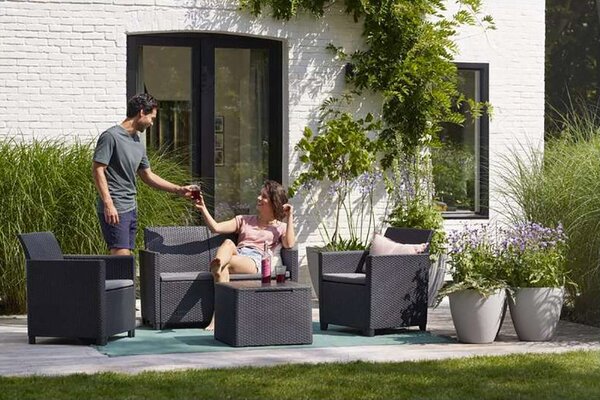 Set da Giardino Divano 2 Poltrone e Tavolino in Resina Keter Claire Lounge Antracite