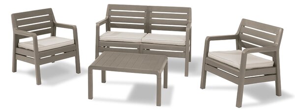 Set da Giardino Divano 2 Poltrone e Tavolino in Resina Keter Delano Lounge Cappuccino