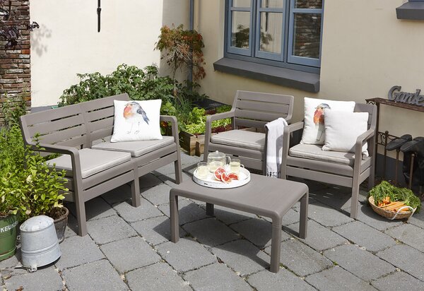 Set da Giardino Divano 2 Poltrone e Tavolino in Resina Keter Delano Lounge Cappuccino