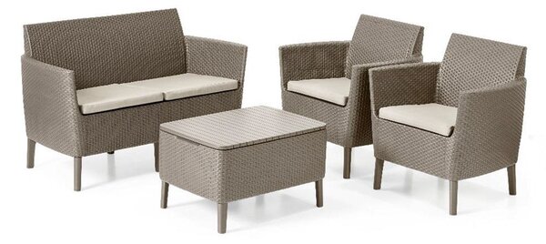 Set da Giardino Divano 2 Poltrone e Tavolino in Resina Keter Salemo Lounge Cappuccino