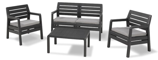 Set da Giardino Divano 2 Poltrone e Tavolino in Resina Keter Delano Lounge Antracite