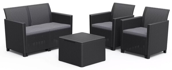 Set da Giardino Divano 2 Poltrone e Tavolino in Resina Keter Claire Lounge Antracite