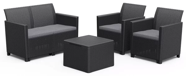 Set da Giardino Divano 2 Poltrone e Tavolino in Resina Keter Claire Lounge Antracite