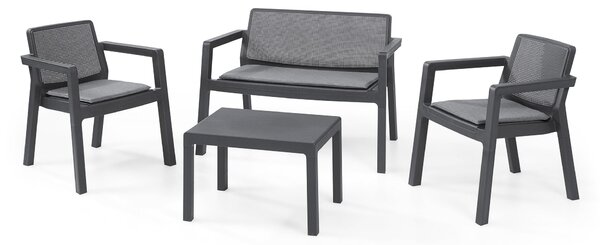 Set da Giardino Divano 2 Poltrone e Tavolino in Resina Keter Emily Lounge Antracite