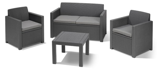 Set da Giardino Divano 2 Poltrone e Tavolino in Resina Keter Alabama Lounge Antracite