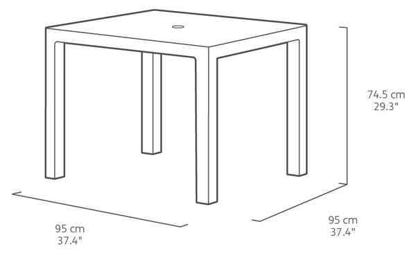 Tavolo da Giardino 95x95x74,5 cm in Resina Keter Quartet Bianco