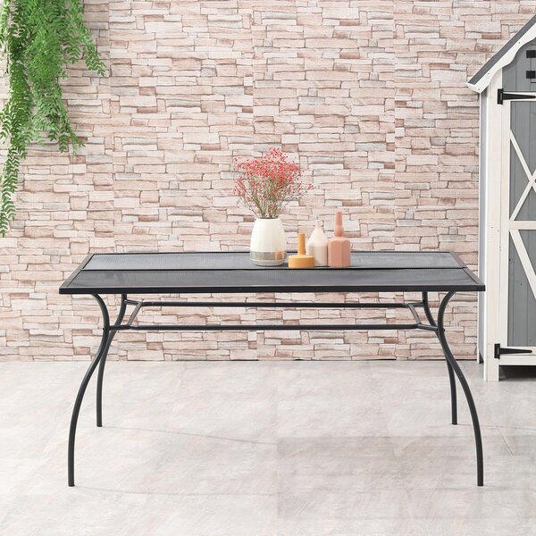 Tavolo da Giardino 150x90x73 cm in Acciaio Nero