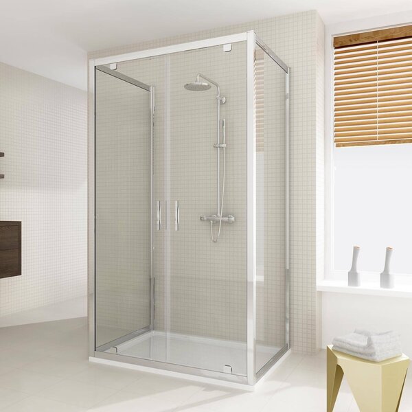 Box Doccia 3 Lati 2 Ante Battenti In Cristallo H198 Fosterberg Aalborg Trio 70x130xH198 cm
