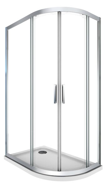 Box e Piatto Doccia Semicircolare 80x120 cm 2 Ante Scorrevoli in Cristallo 6mm H190 Sailor Plus Sinistra