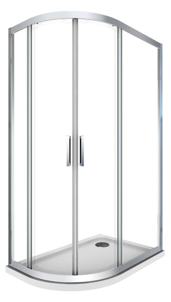 Box e Piatto Doccia Semicircolare 80x120 cm 2 Ante Scorrevoli in Cristallo 6mm H190 Sailor Plus Destra