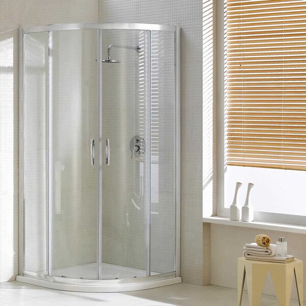 Box Doccia Semicircolare 2 Ante Scorrevoli in Cristallo Trasparente 6mm H198 Fosterberg Odense 80x80xH198 cm