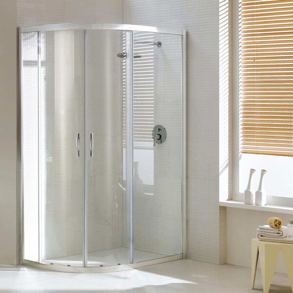 Box Doccia Semicircolare 2 Ante Scorrevoli in Cristallo Trasparente 6mm H198 Fosterberg Odense 80x80xH198 cm