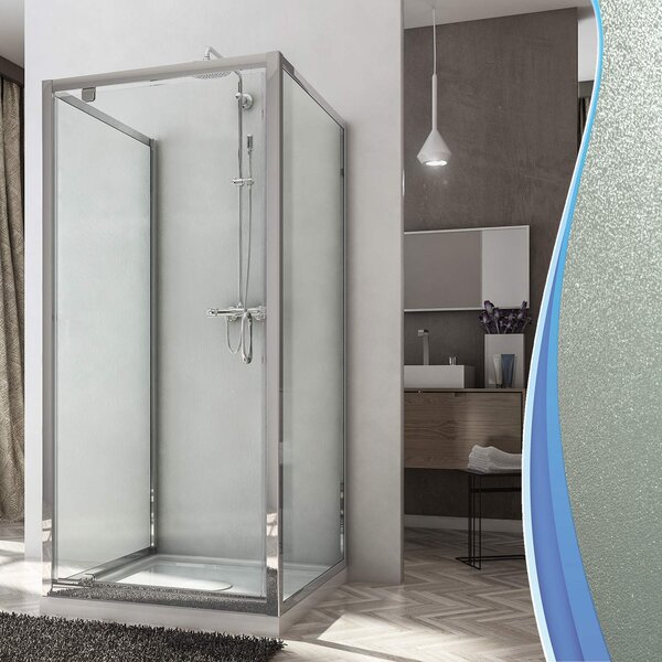 Box Doccia 3 Lati 1 Anta Battente In Cristallo Opaco 6mm H185 Fosterberg Koge Trio 70x70x70xH185 cm