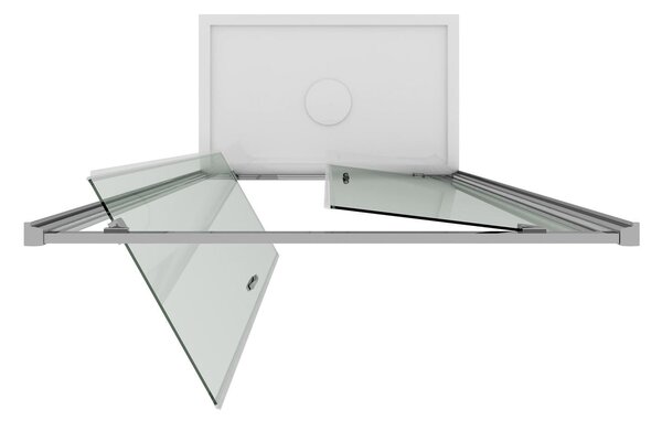 Porta Parete Doccia 2 Ante Battenti In Cristallo Trasparente 6mm H185 Fosterberg Koge 80xH185 cm