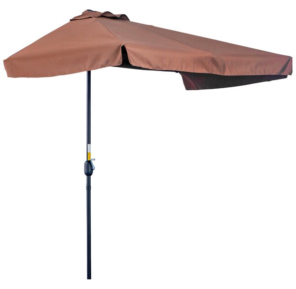 Mezzo Ombrellone da Giardino 230x130x249 cm in Metallo e Poliestere Caffè