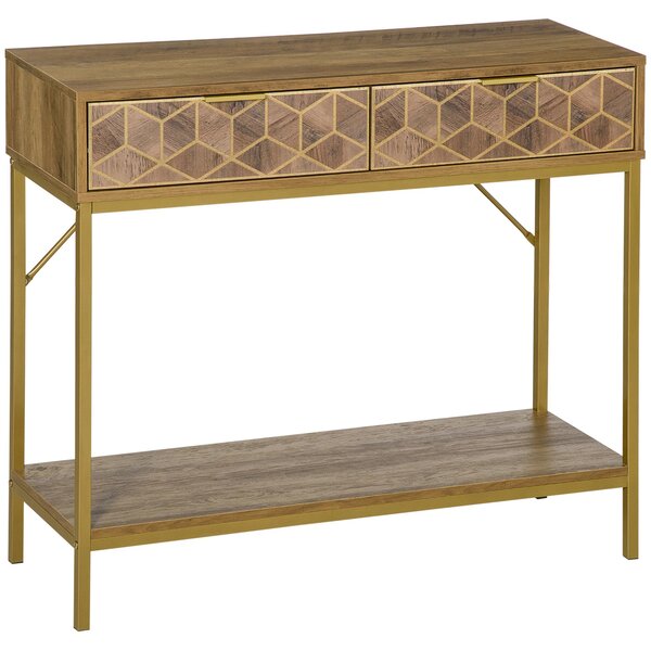 Mobile Consolle Ingresso 99x35x86 cm 2 Cassetti 1 Ripiano in Legno Naturale