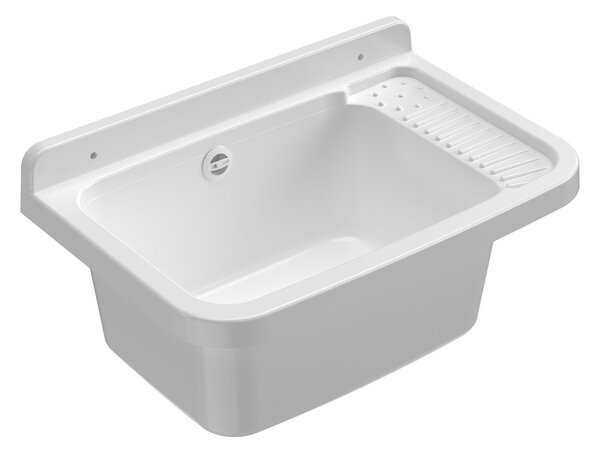 Lavatoio 50x35x24 cm Pilozzo a Parete in Resina Bianco