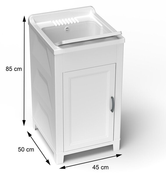 Mobile Lavatoio 45x50x85 cm 1 Anta in Resina Bianco