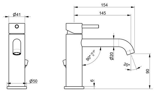 Rubinetto Miscelatore Monocomando Lavabo con Scarico in Acciaio Inox Maniglia Ulivo