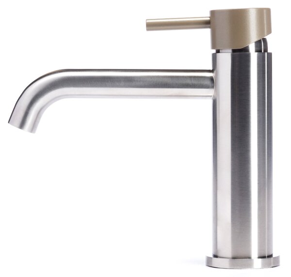 Rubinetto Miscelatore Monocomando Lavabo senza Scarico in Acciaio Inox Satinato Maniglia Deserto
