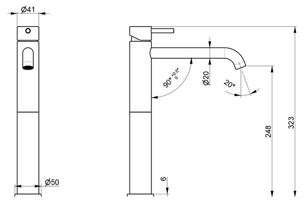 Rubinetto Miscelatore Monocomando Lavabo Alto senza Scarico in Acciaio Inox Satinato Nilo