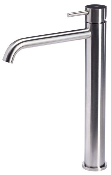 Rubinetto Miscelatore Monocomando Lavabo Alto senza Scarico in Acciaio Inox Satinato Nilo