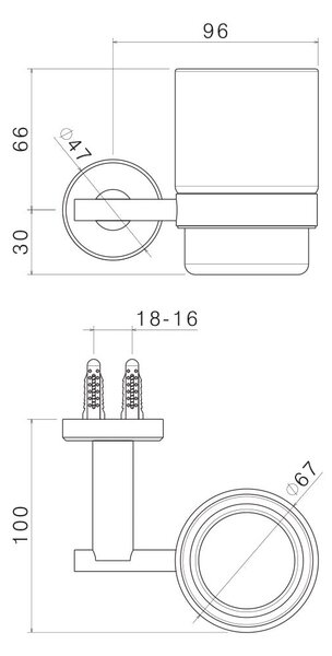 Porta Spazzolino da Parete in Acciaio Inox Satinato Nilo