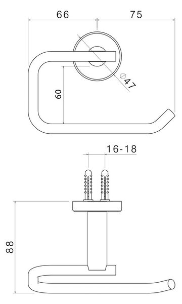 Porta Rotolo da Parete Scoperto in Acciaio Inox Satinato Nilo