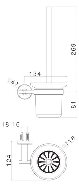 Porta Scopino da Parete in Acciaio Inox Satinato Nilo