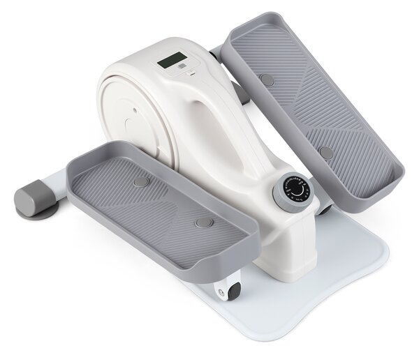 Costway Ellittica sotto scrivania per casa con LCD e resistenza, Ellittica portatile con pedali antiscivolo per anziani adulti Bianco