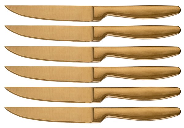 Set 6 Coltelli da Tavola Lama Liscia in Acciaio Inox Jacob Oro