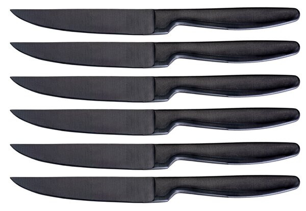 Set 6 Coltelli da Tavola Lama Liscia in Acciaio Inox Jacob Nero