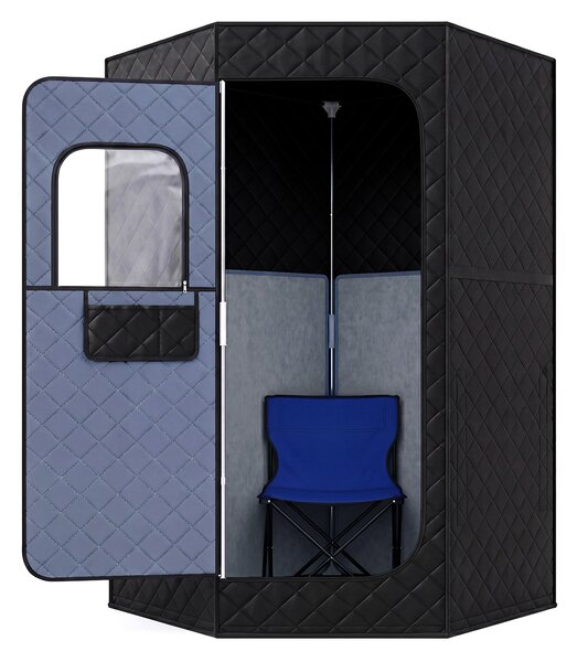 Costway Sauna a vapore portatile con sedia pieghevole con temperatura regolabile da 30 °C a 60 °C, Sauna infrarossi da casa con telecomando 123 x 123 x 180 cm