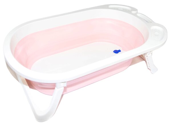 Vaschetta Bagnetto per Neonati Antiscivolo Pieghevole con Scarico Rosa