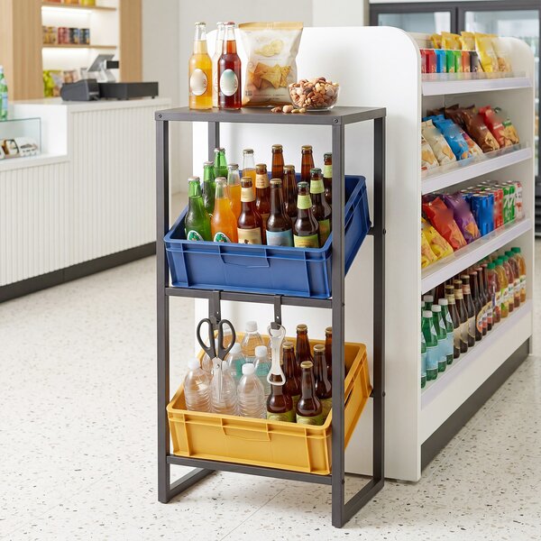 Costway Scaffale per casse d'acqua in metallo con 3 angoli regolabili, Porta casse acqua portata 170 kg per bevande/birra/latte 47 x 32 x 102 cm