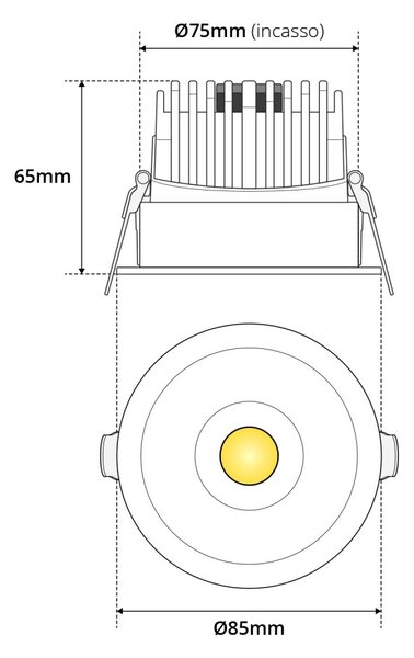 Faro LED Incasso 12W Foro Ø75mm IP65 CCT BRIDGELUX LED Bianco Variabile Colore Bianco Variabile CCT