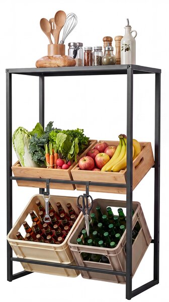 Costway Scaffale per casse d'acqua in metallo con 3 angoli regolabili, Porta casse acqua portata 170 kg per bevande/birra/latte 69,5 x 32 x 112 cm