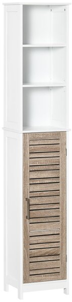 Mobile a Colonna per Bagno 3 Ripiani 1 Anta 34x30x172 cm in MDF Bianco