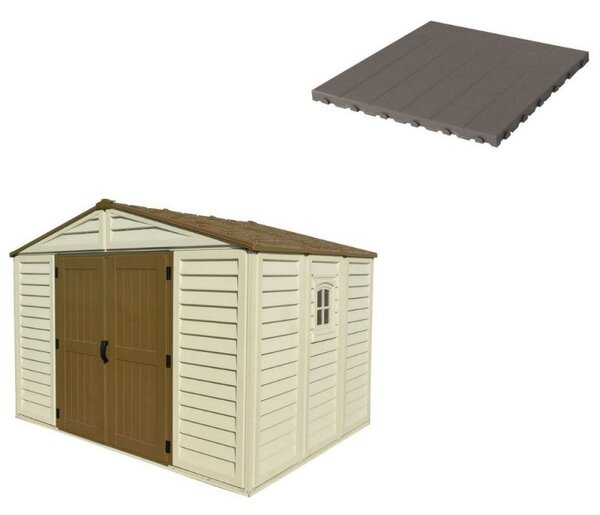 Pavimento per Casetta Box da Giardino 325x240x233 cm in Plastica Grigio
