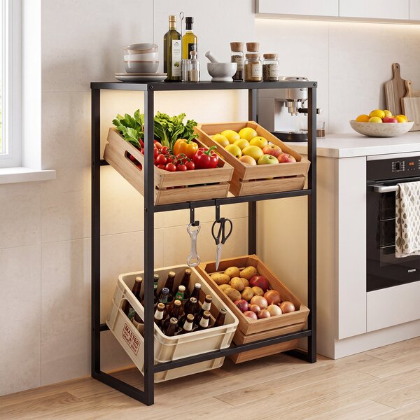 Costway Scaffale per casse d'acqua in metallo con 3 angoli regolabili, Porta casse acqua portata 170 kg per bevande/birra/latte 69,5 x 32 x 112 cm