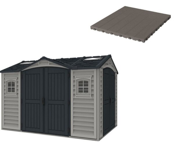 Pavimento per Casetta Box da Giardino 326x240x235 cm in Plastica Grigio