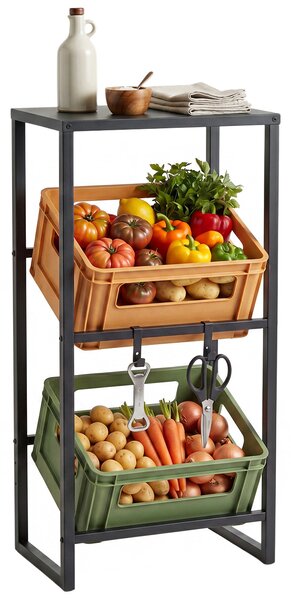 Costway Scaffale per casse d'acqua in metallo con 3 angoli regolabili, Porta casse acqua portata 170 kg per bevande/birra/latte 47 x 32 x 102 cm